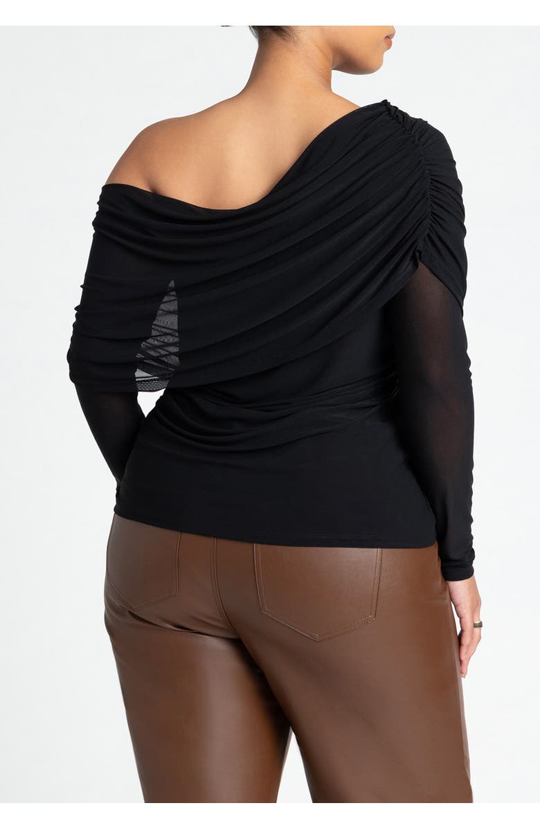 ELOQUII Foldover Drape Top, Alternate, color, 