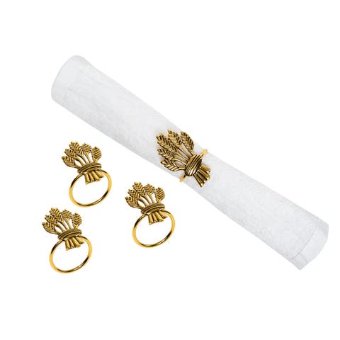 Bronze Wheat Bundle Napkin Rings Set of 4