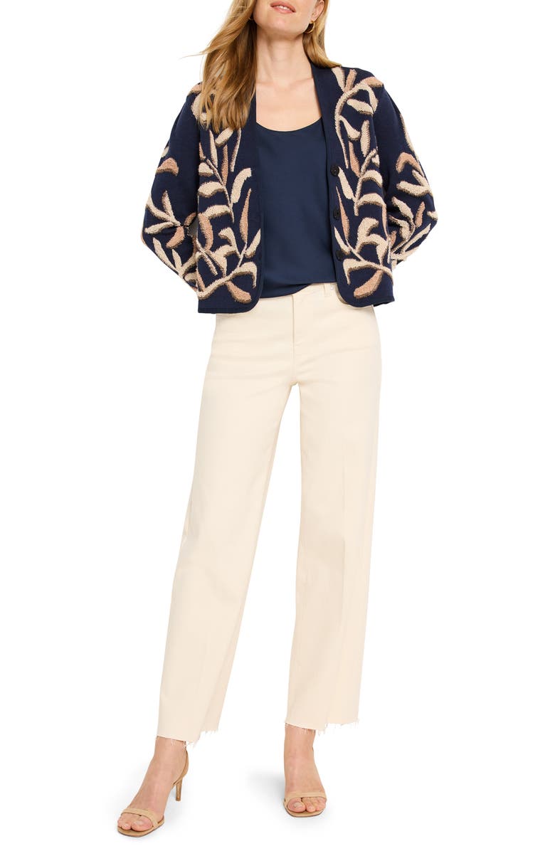 NIC+ZOE Midnight Fern Jacquard Knit Jacket, Alternate, color, Indigo Multi