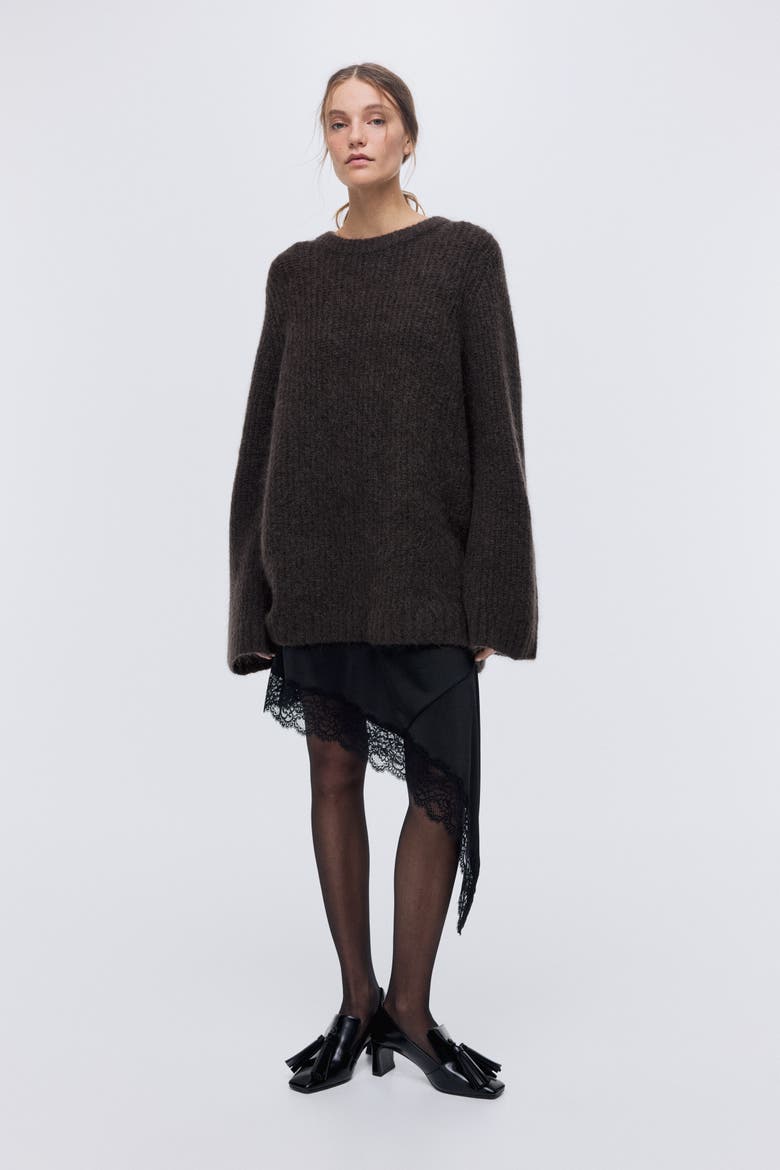 Mohair-blend Jumper, Alternate, color, Dark brown