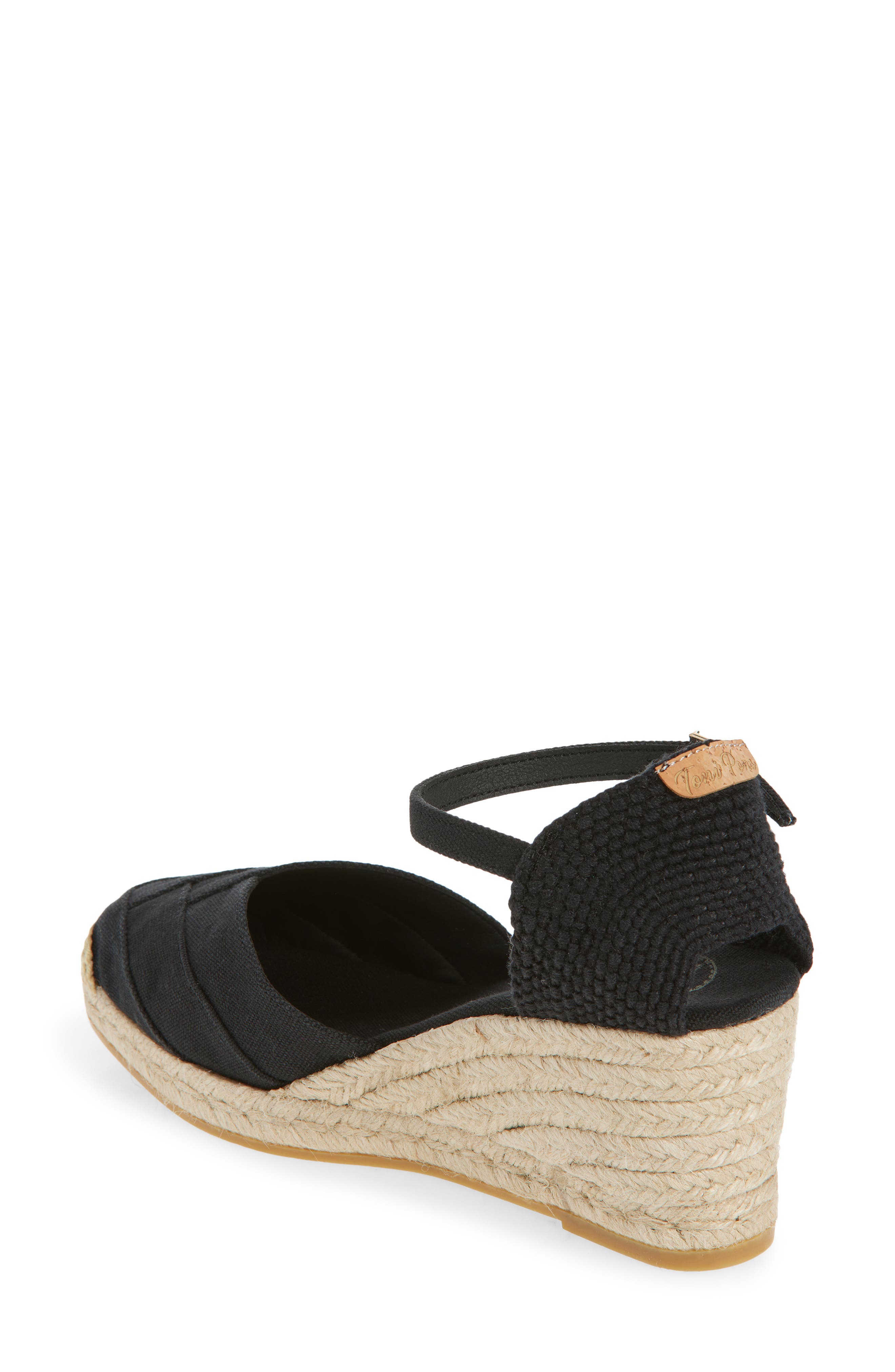Toni Pons Clara Ankle Strap Espadrille Wedge, Alternate, color, Negre