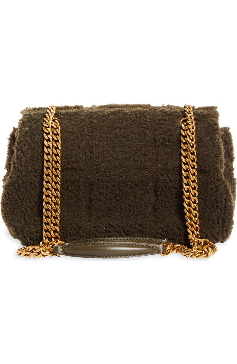 Saint Laurent Small Jamie Genuine Shearling Shoulder Bag, Alternate, color, Lichen