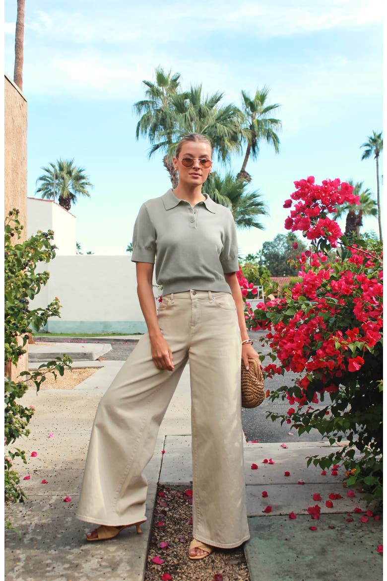 Christa Crop Polo Sweater, Alternate, color, EUCALYPTUS GREEN
