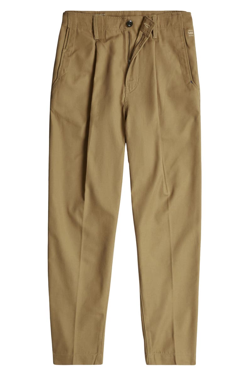 G-STAR Pleated Relaxed Tapered Leg Chinos, Alternate, color, Toffee