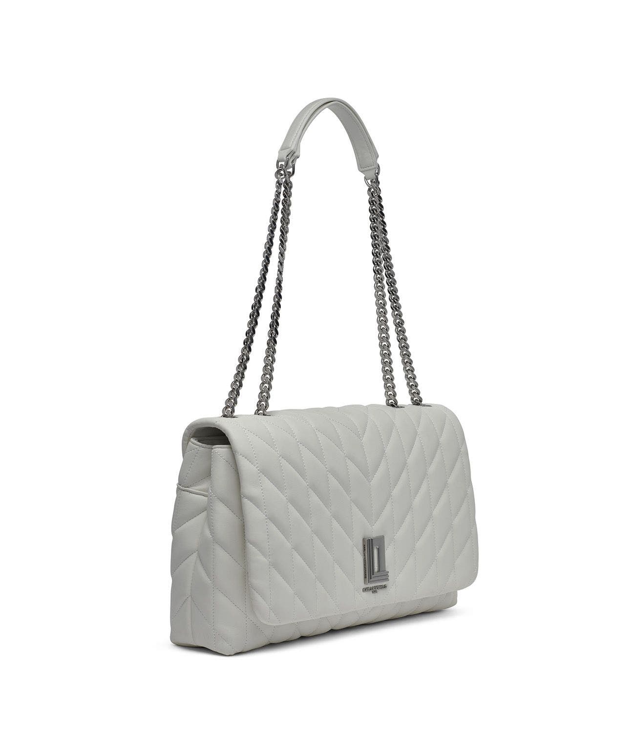 KARL LAGERFELD PARIS Lafayette Shoulder, Alternate, color, Winter White/Silver