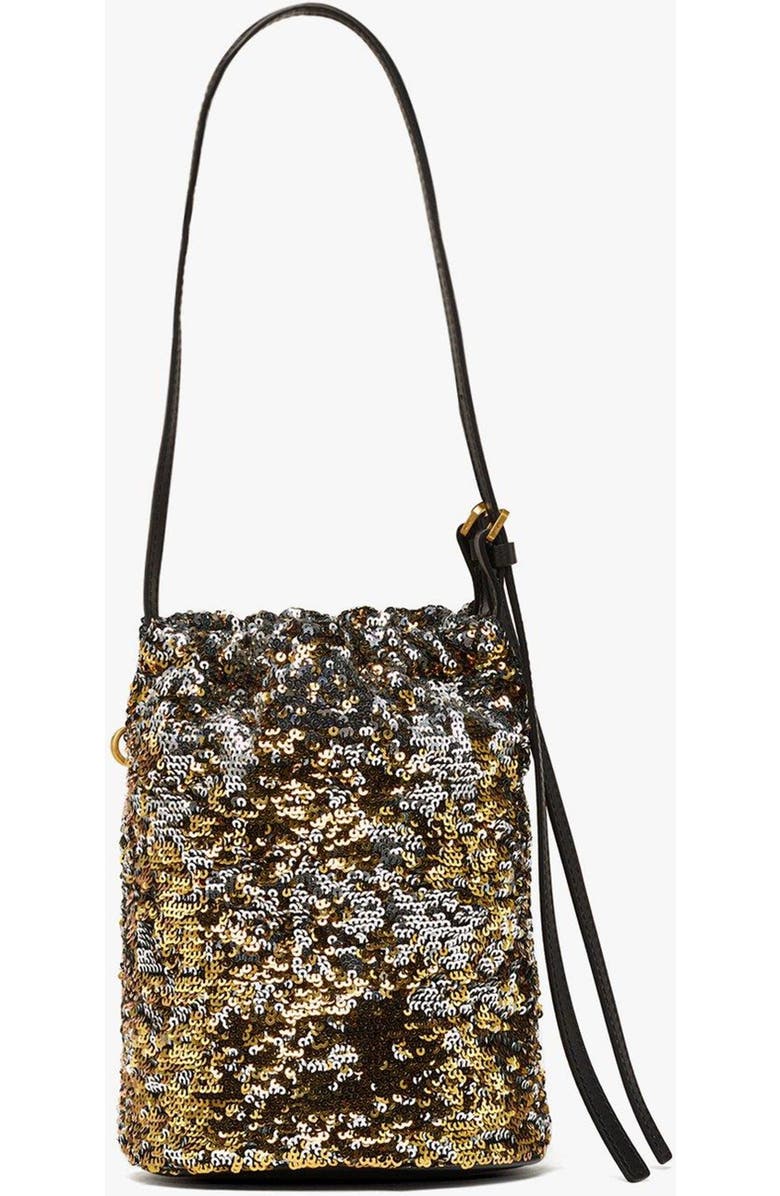 MCM Himmel Sequin Drawstring Bag, Alternate, color, Gold