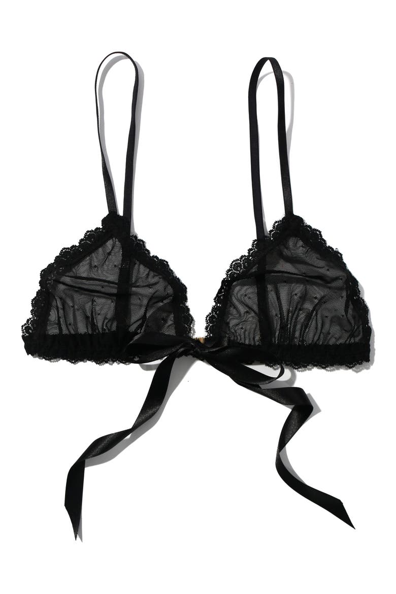 Dotted Tulle Bralette, Alternate, color, BLACK