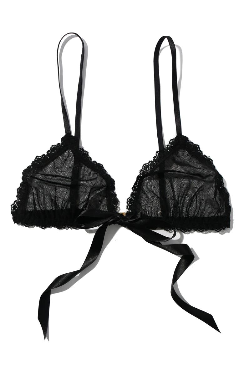 Hanky Panky Dotted Tulle Bralette, Alternate, color, Black