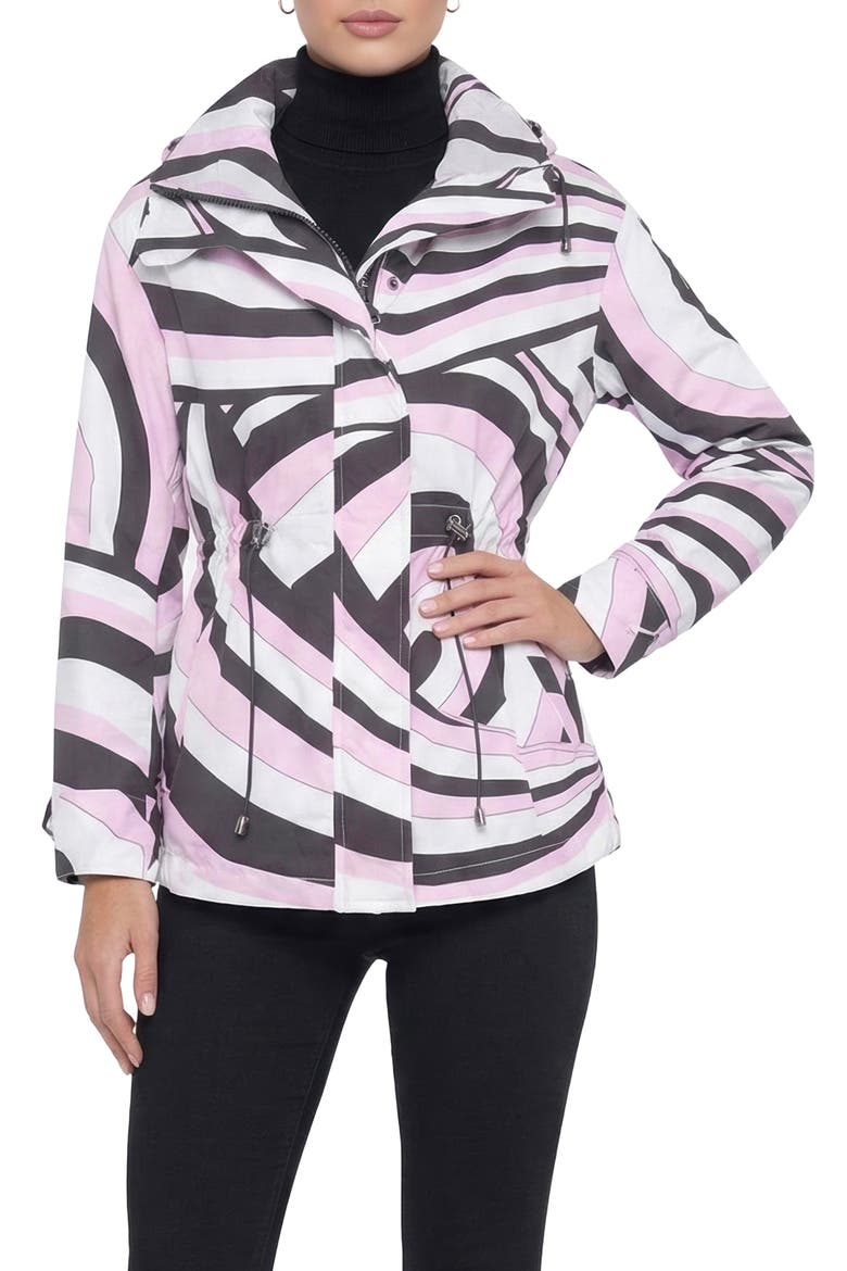 Lightweight Printed Jacket, Concealed Hood, Alternate, color, PINK SWIRL