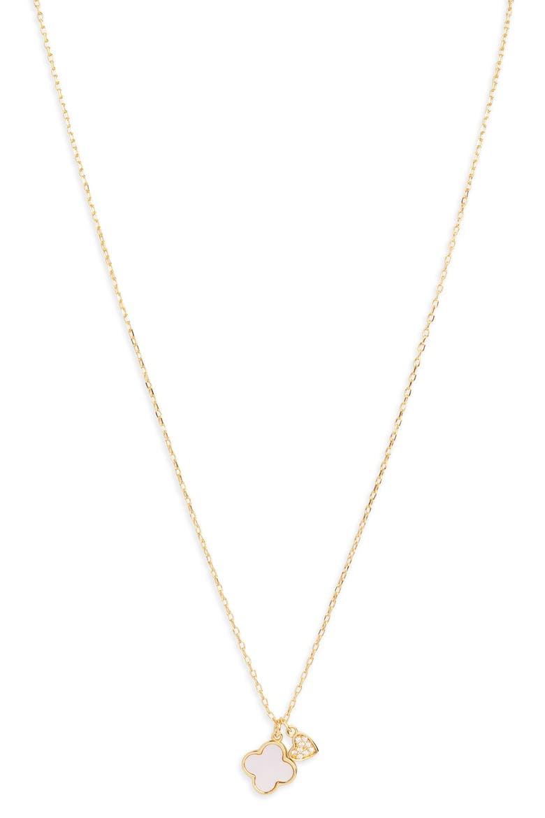 Clover & Heart Pendant Necklace, Main, color, GOLD