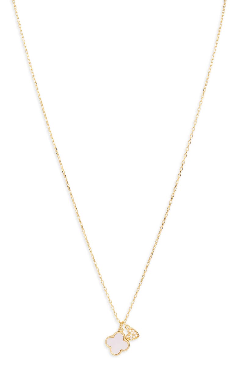 Argento Vivo Sterling Silver Clover & Heart Pendant Necklace, Main, color, Gold