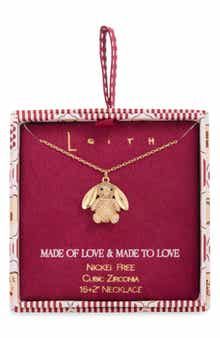 Pavé Cubic Zirconia Bunny Pendant Necklace