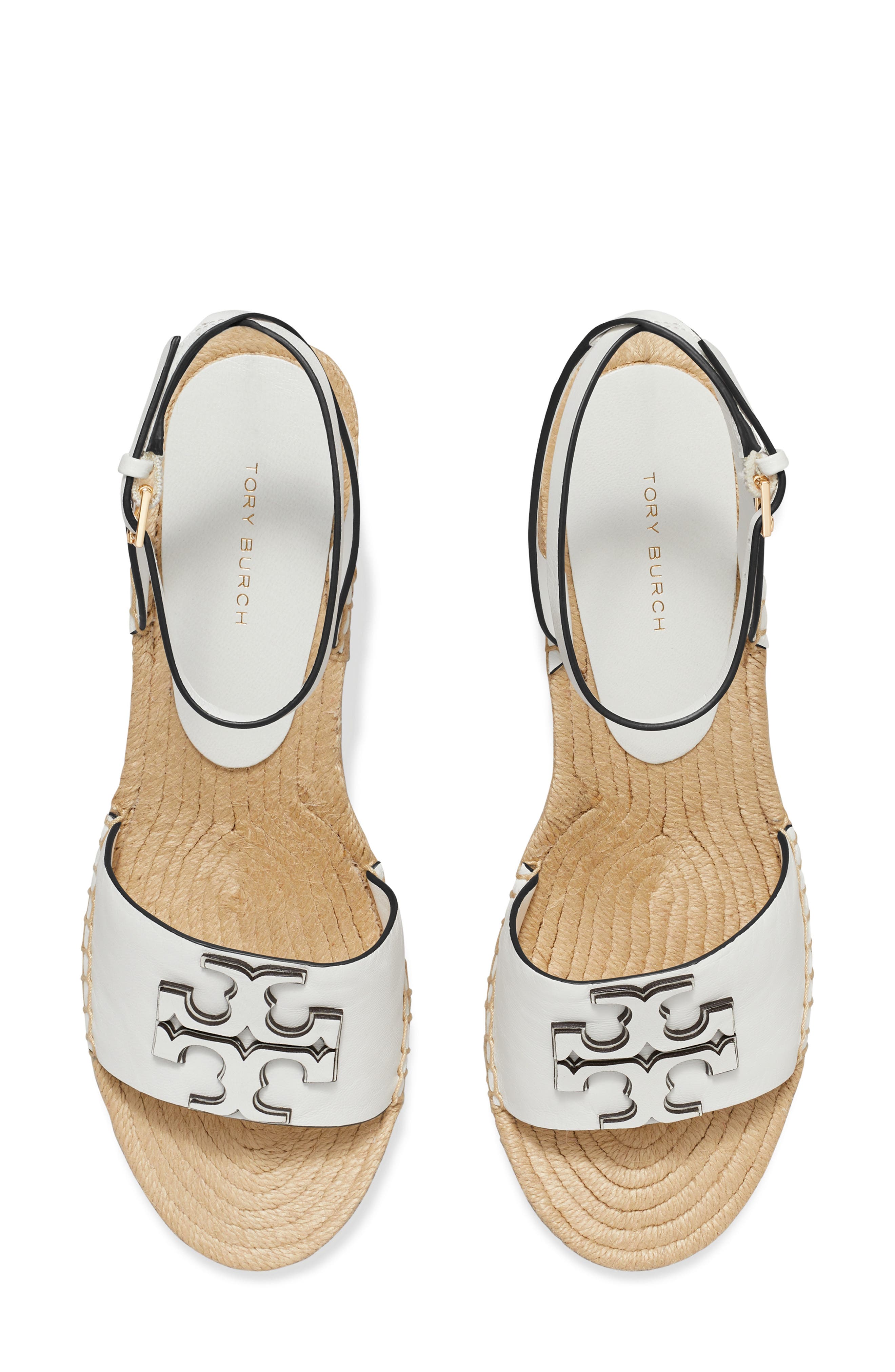 Tory Burch Ines Ankle Strap Espadrille Platform Wedge Sandal, Alternate, color, Gardenia