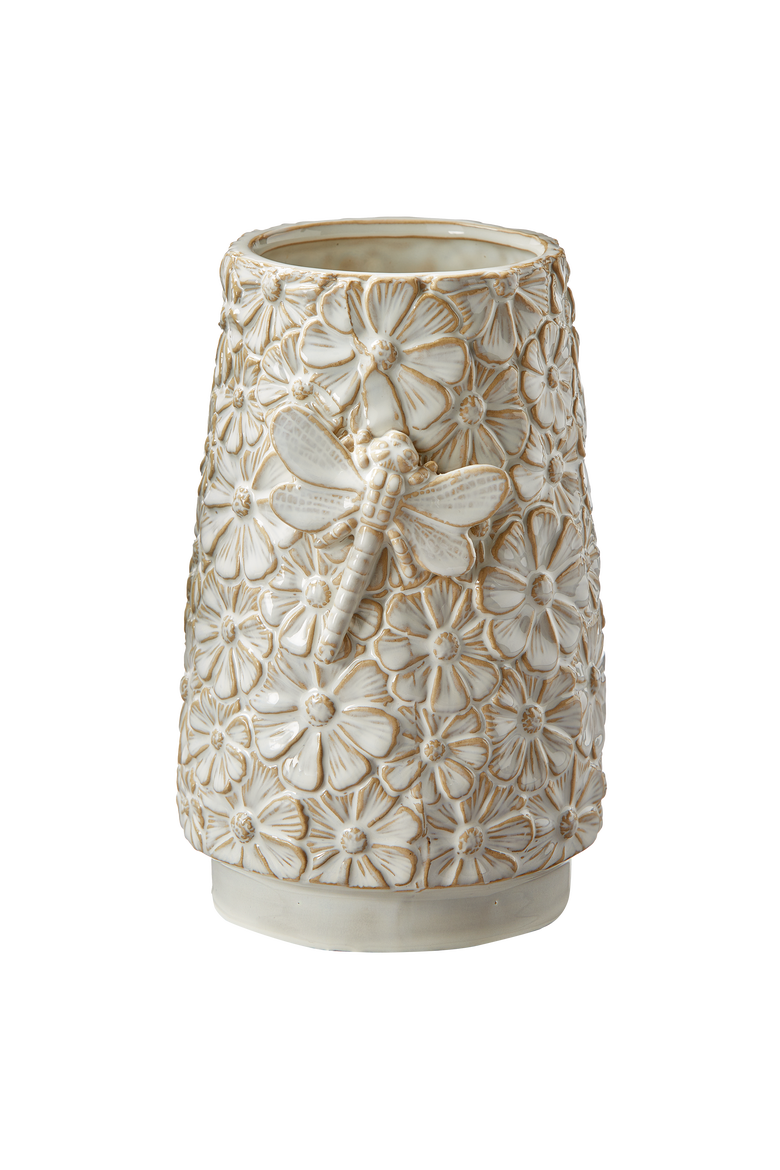 Dragonfly Decorative White Vase for Everyday Use, Main, color, White