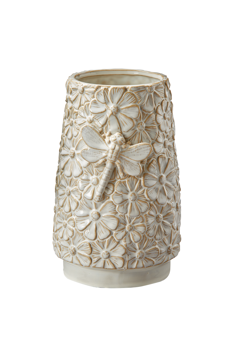 tag Dragonfly Decorative White Vase for Everyday Use, Main, color, White