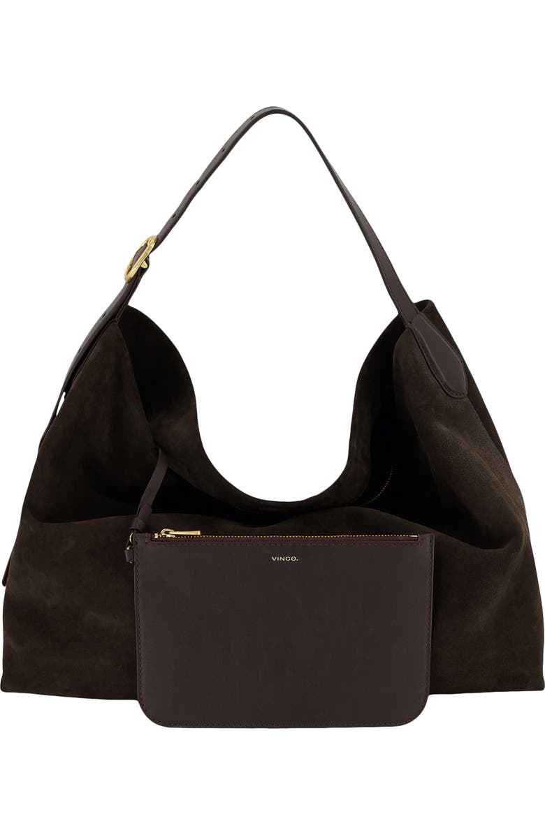 Vince Medium Vivian Suede Hobo Bag, Alternate, color, Cacao