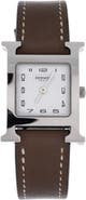 Pre-Owned Hermes Heure H Quartz Watch Stainless Steel and Leather 21