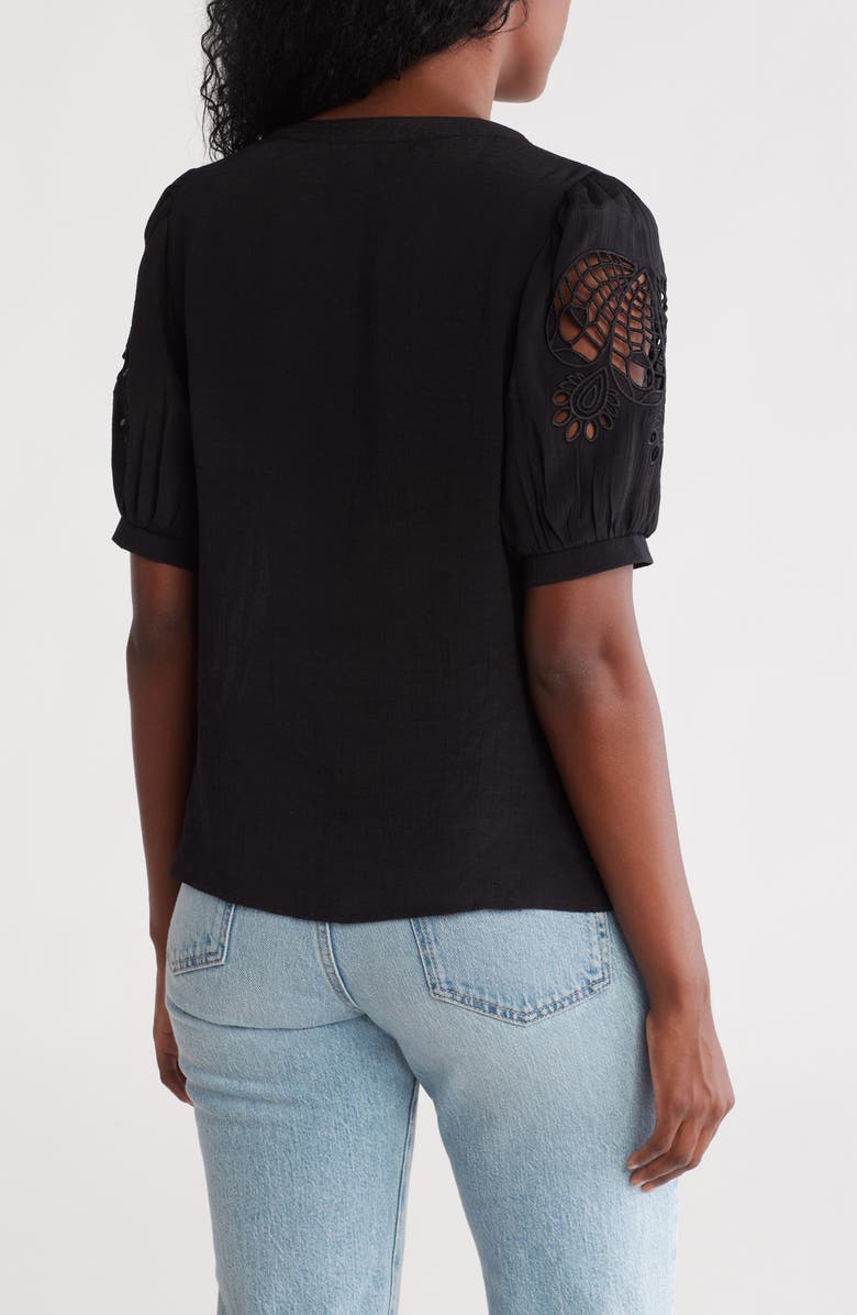 Nanette Lepore Embroidered Puff Sleeve Top, Alternate, color, 