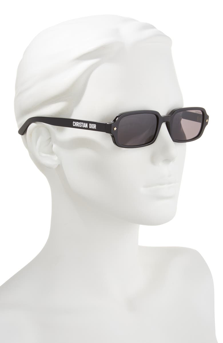 DIOR 'DiorPacific S3I 52mm Rectangular Sunglasses, Alternate, color, Shiny Black / Smoke