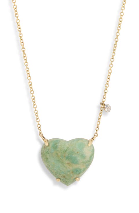 14K Gold Mica Heart Pendant Necklace