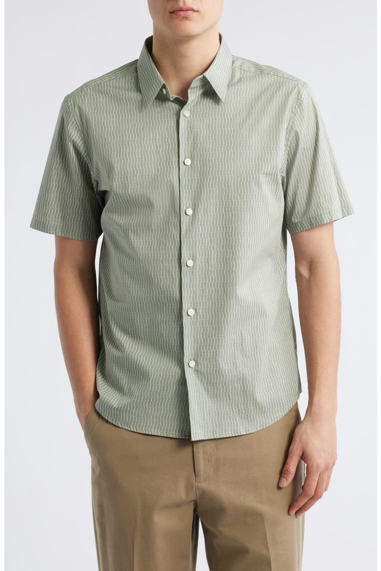 Irving Short Sleeve Button-Up Shirt, Main, color, GREENSTONE/WHITE
