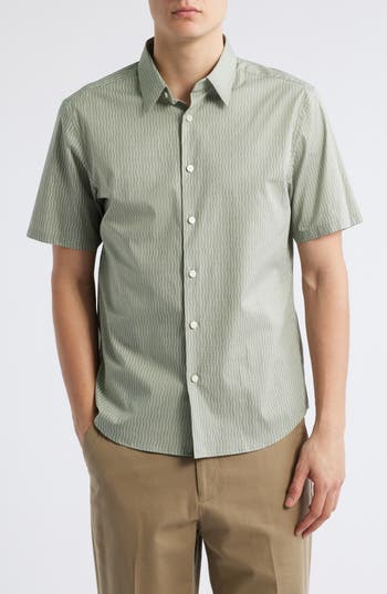 Theory Irving Short Sleeve Button-up Shirt In Green