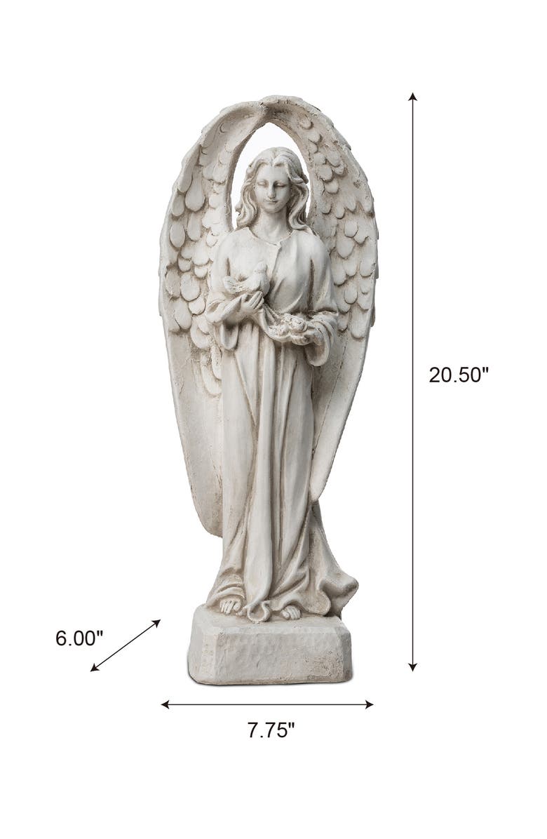 Glitzhome 20.5"H MGO Standing Archangel Garden Statue Sculpture, Alternate, color, White