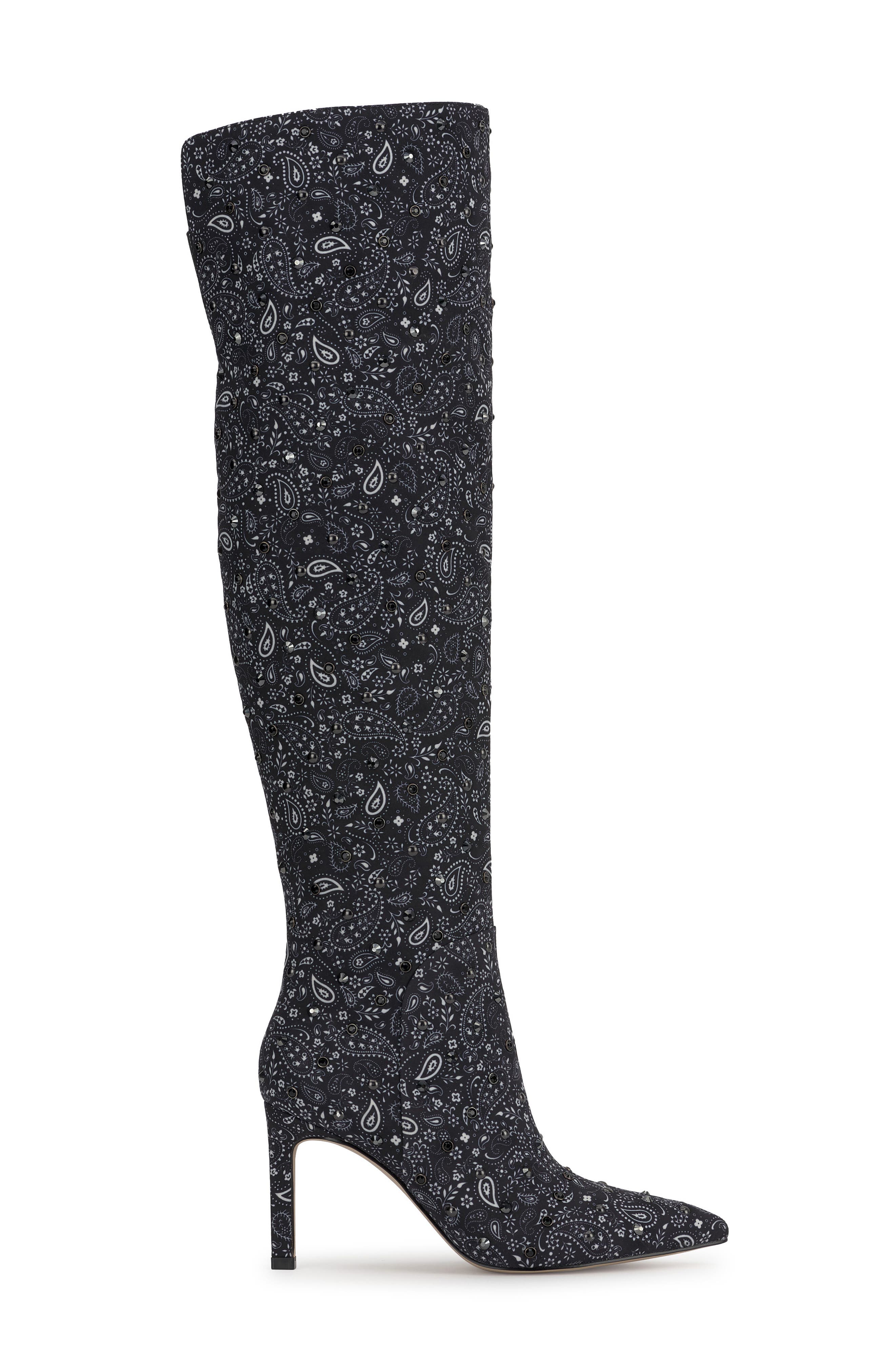 Jessica Simpson Earon Pointed Toe Over the Knee Boot, Alternate, color, Midnight/White