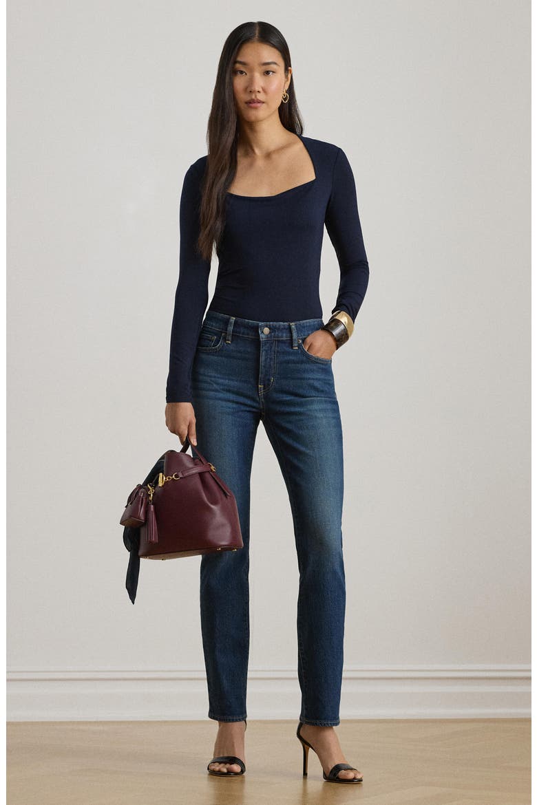 Mid Rise Ankle Straight Leg Jeans, Alternate, color, MARINA WASH BLUE