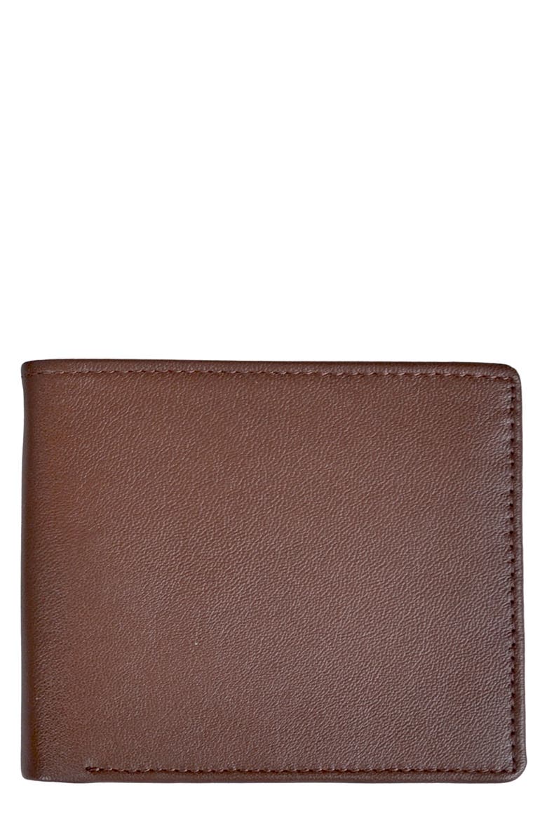 Personalized RFID Leather Bifold Wallet, Main, color, BROWN BURNT ORANGE-DEBOSS