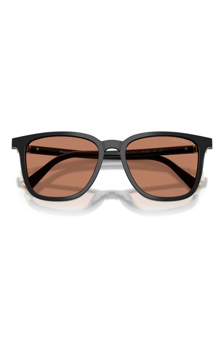 53mm Square Sunglasses, Alternate, color, BLACK / BROWN