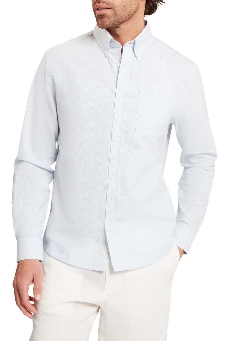 Diaby Stripe Button-Up Shirt, Main, color, BLUE
