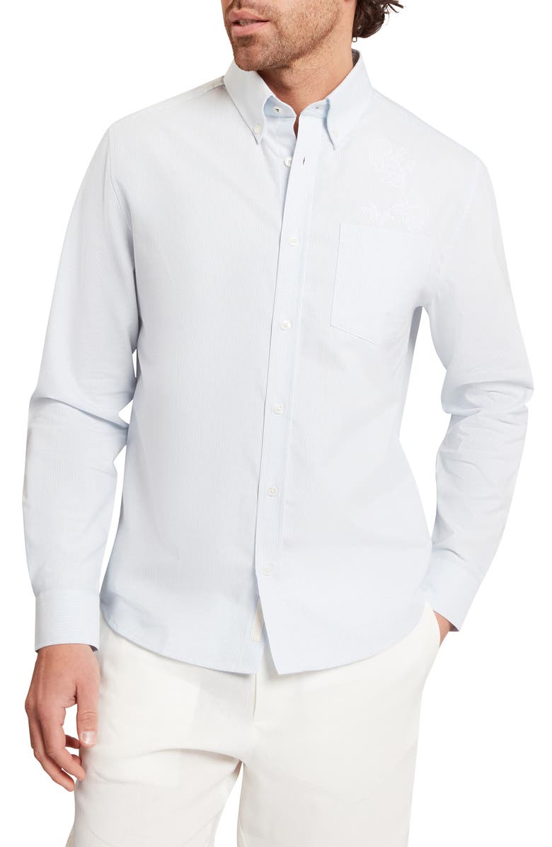 Ted Baker Diaby Stripe Button-Up Shirt, Main, color, Blue