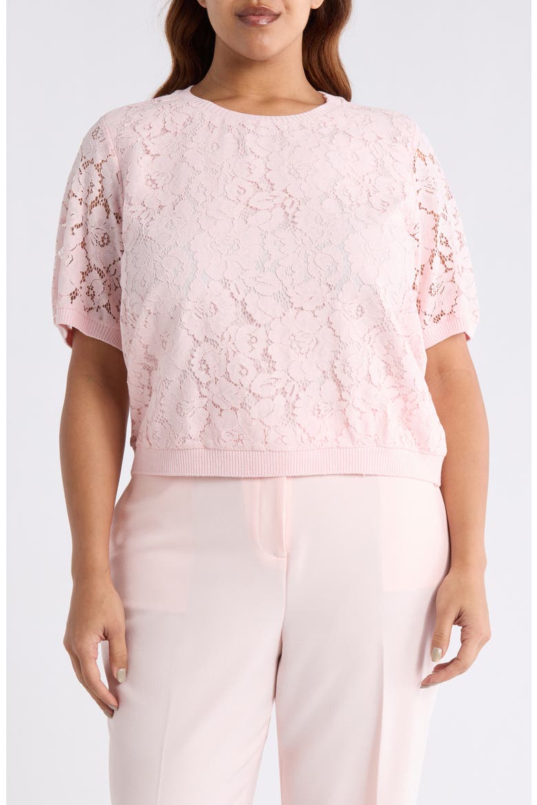 Lace Front Sweater, Main, color, TEA ROSE