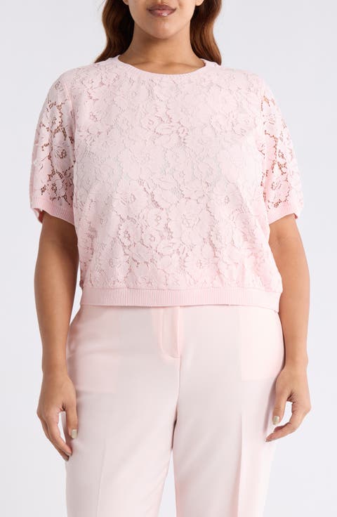 Lace Front Sweater (Plus)