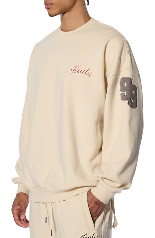 Shop Ksubi Oversize Playoff Ekcess Embroidered Graphic Sweatshirt In Tan