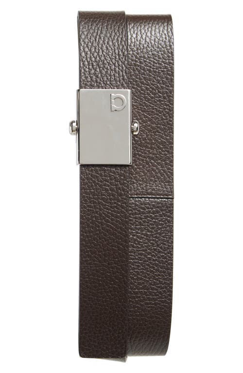 Ferragamo Square Animation Leather Belt In Moro Concrete