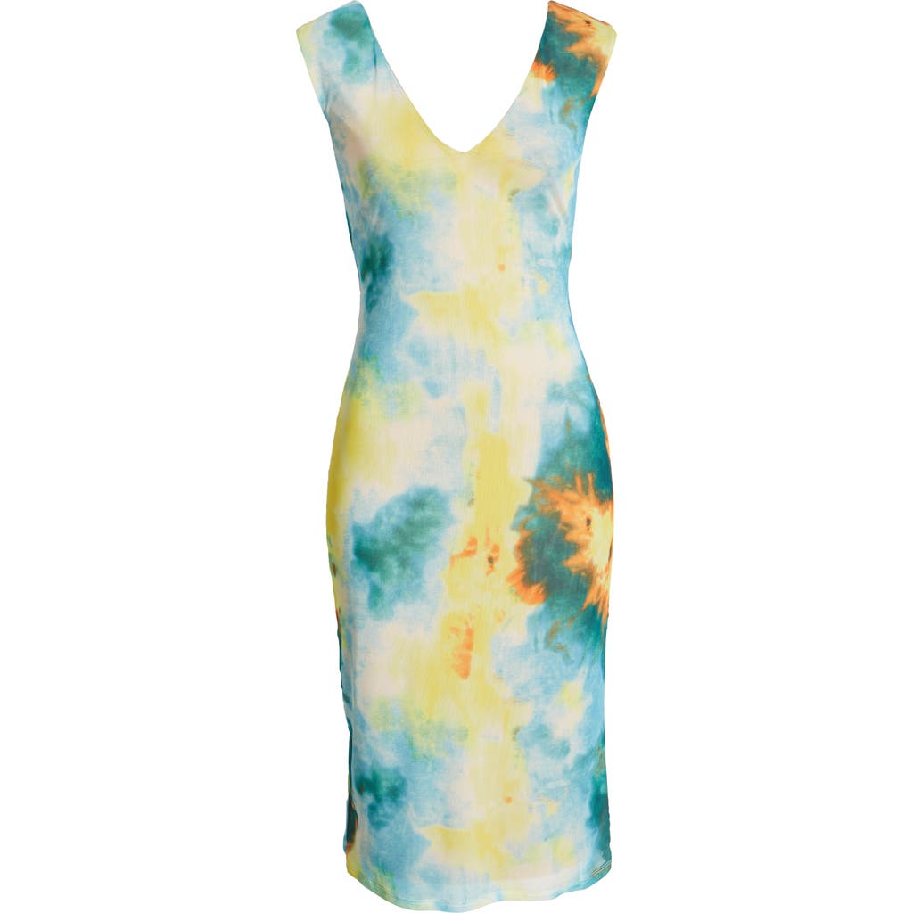 AFRM LOS ANGELES AFRM Ariana Sleeveless Dress in Teal/Yellow Tie Dye  product