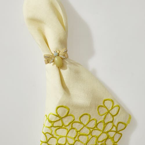 Joanna Buchanan Etched Wing Bug Skinny Lemon Jasper Napkin Rings, Set Of 4 In Gold