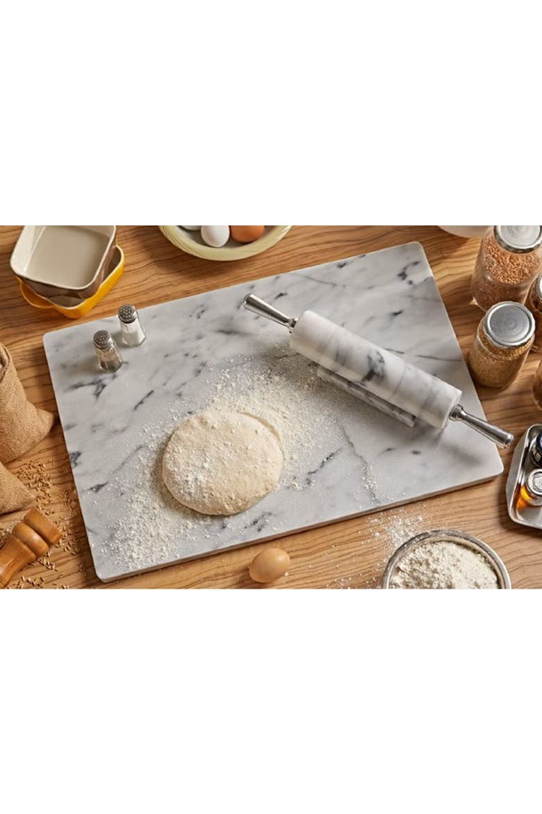 Artifacts Marble Rolling Pin with Aluminum Handles, Alternate, color, White Matte