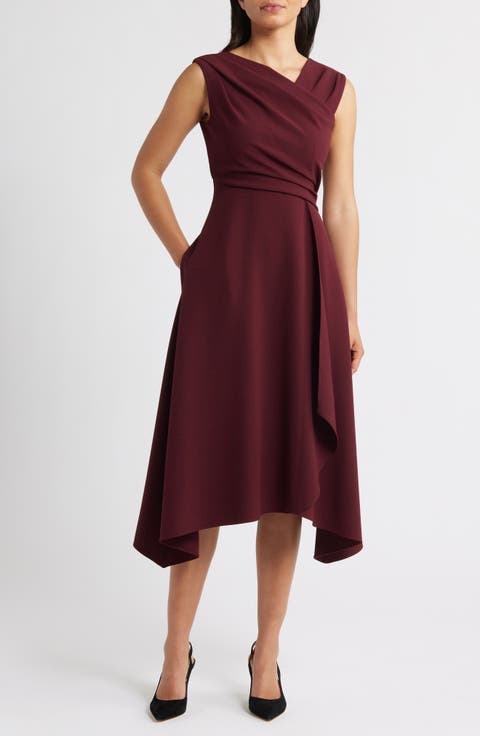 Ruched Asymmetric Laguna Crepe Dress