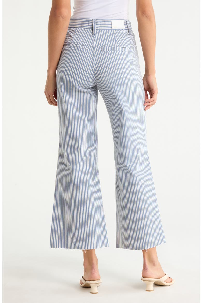 Anessa High Waist Button Pocket Raw Hem Ankle Flare Jeans, Alternate, color, BLUE BREEZE STRIPE