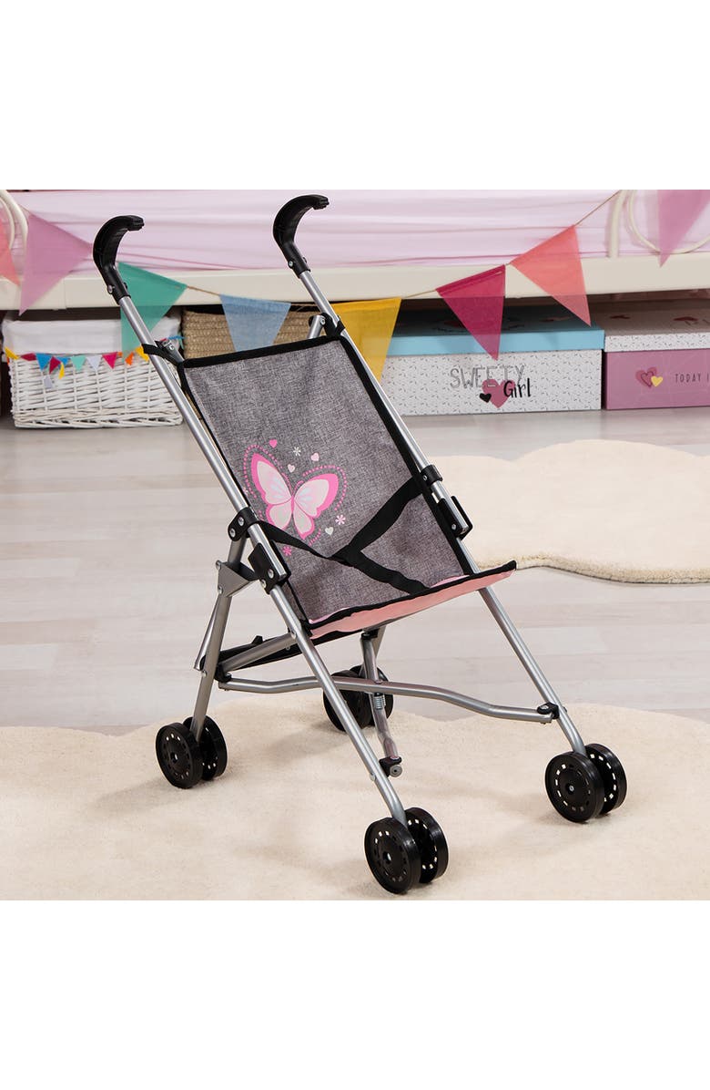 Bayer Design Umbrella Stroller for 18 Inch Dolls, Foldable Grey, Alternate, color, Gray