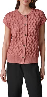 Donna Karan New York Extended Shoulder Cable Cardigan