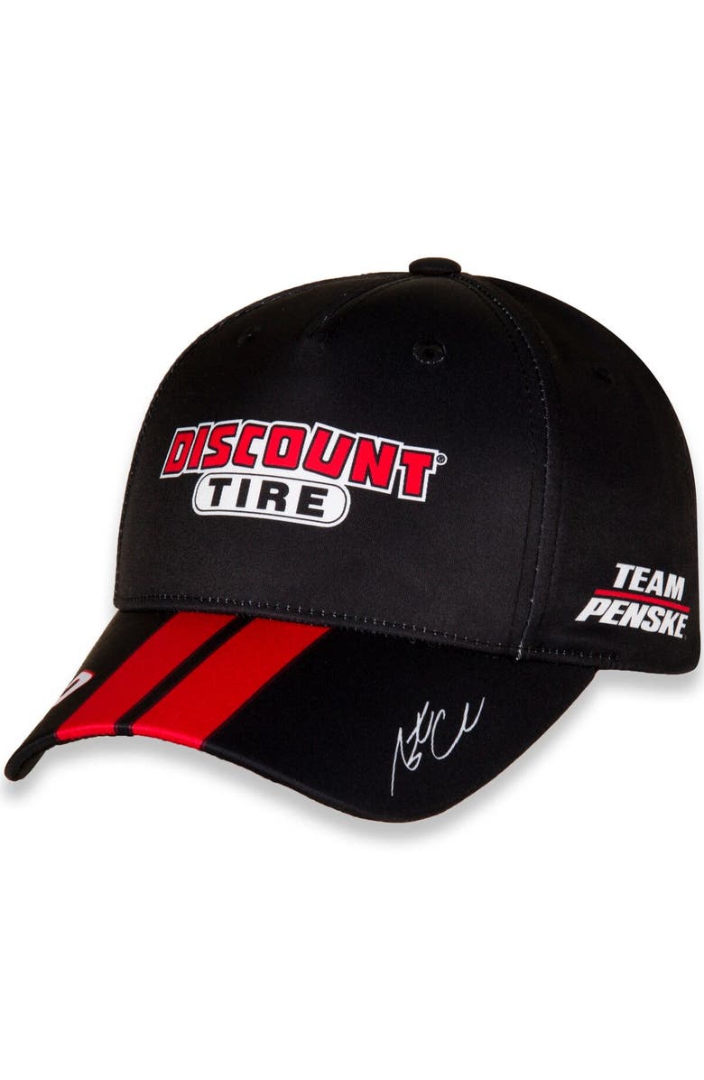 TEAM PENSKE Men's Team Penske Black/Red Austin Cindric Discount Tire Uniform Adjustable Hat, Main, color, Black