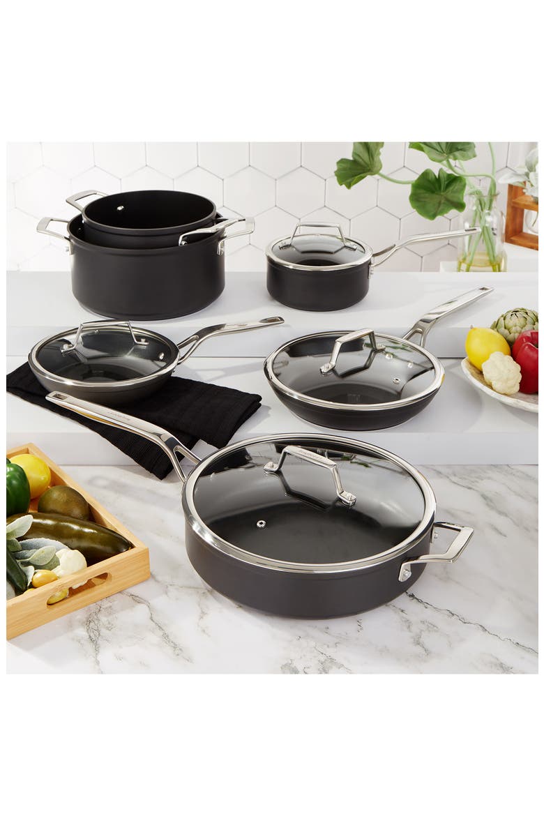 Essentials 4.3-Quart Nonstick Covered Skillet, Alternate, color, BLACK