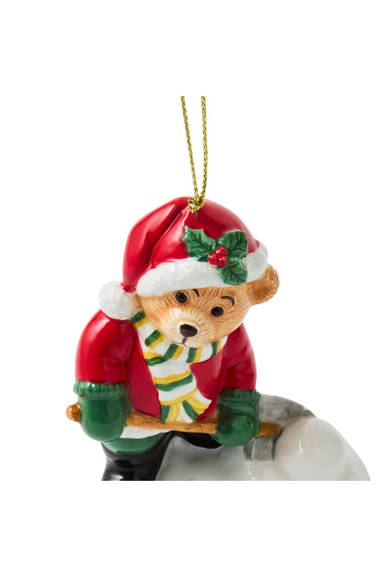 Christmas Tree Teddy Bear Shovelling Snow Ornament, Alternate, color, Multi