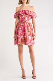 SUGARLIPS Mersin Floral Print Off the Shoulder Dress