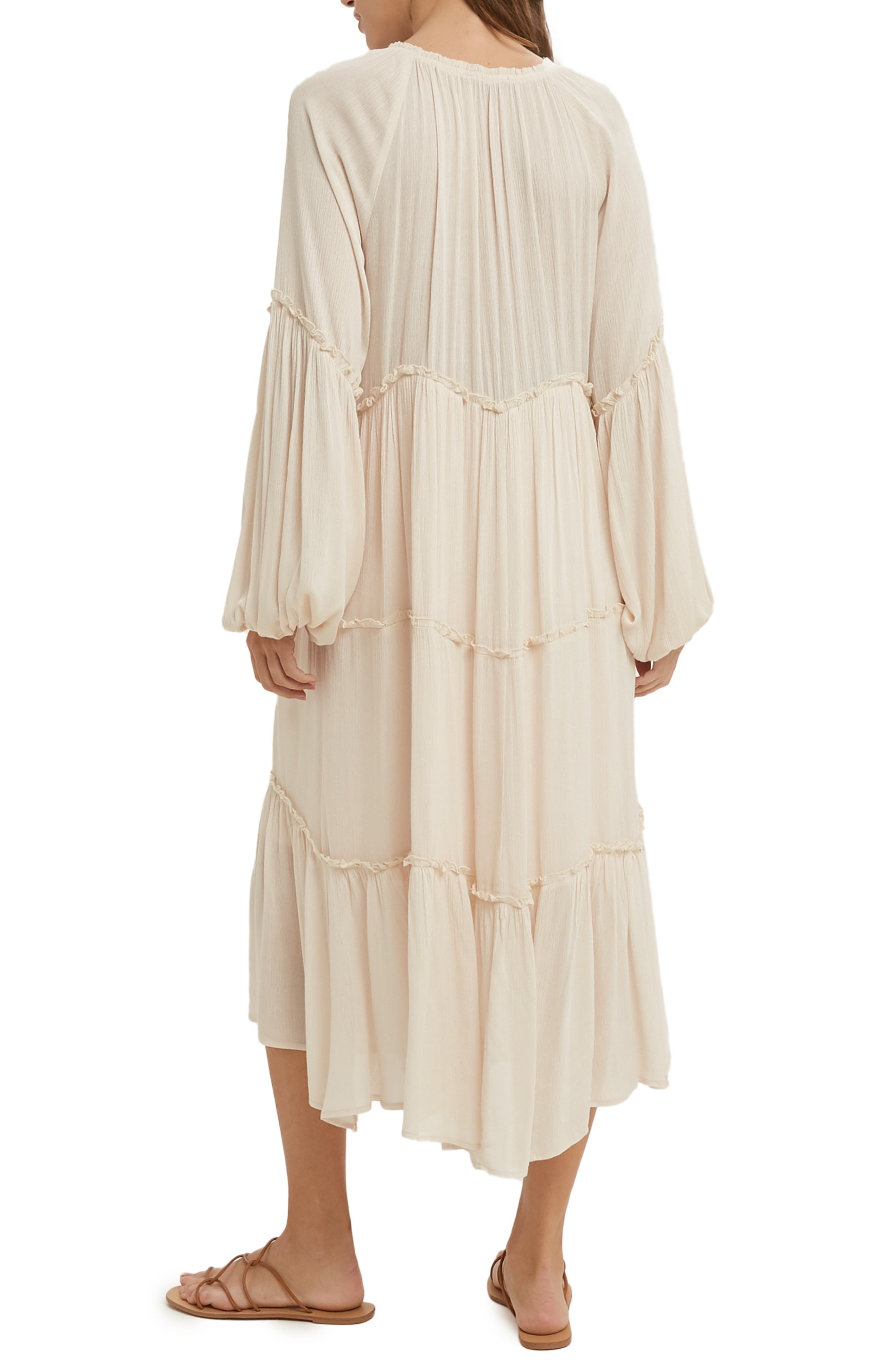 Notched Neck Long Sleeve Tiered Dress - image 4
