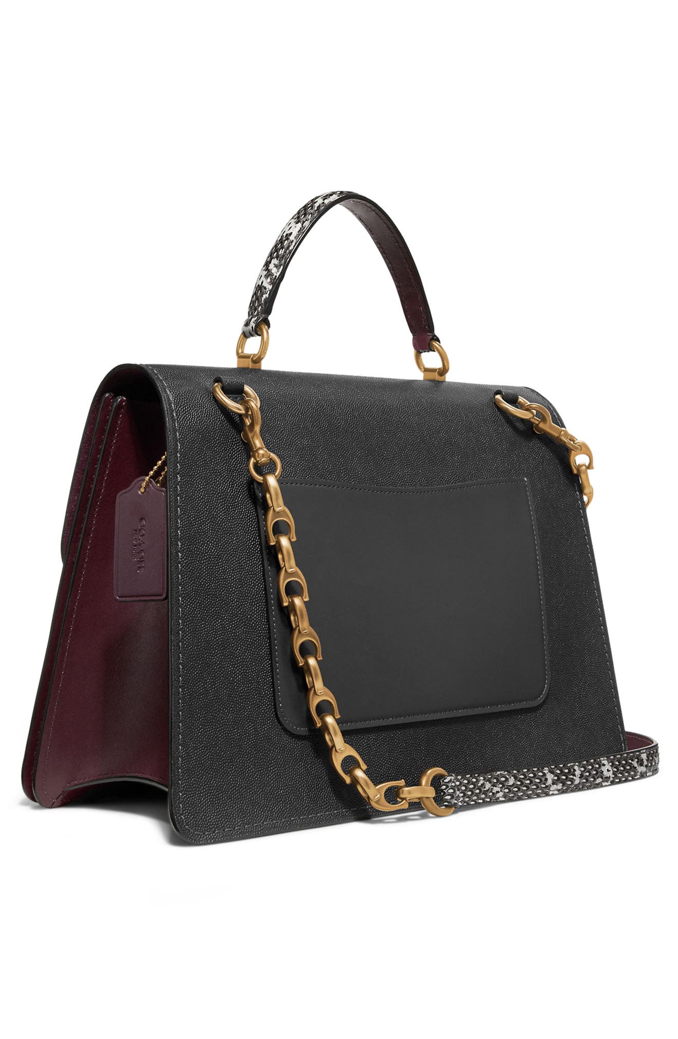 COACH Parker 32 Genuine Snakeskin & Leather Top Handle Bag, Alternate, color, 